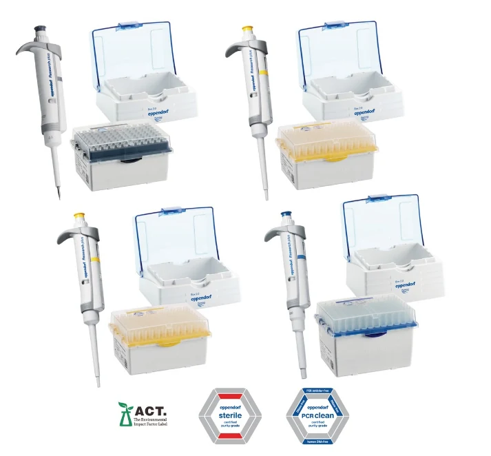 Görseli büyüt Eppendorf Research® plus 4’lü SET (0.1 – 2.5 µL, 2 – 20 µL (yellow), 20 – 200 µL, 100 – 1,000 µL)